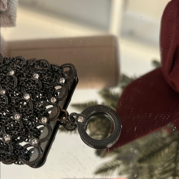 Black Beaded Cuff Bracelet with Shimmering Texture Stunning - Picture 10 of 16